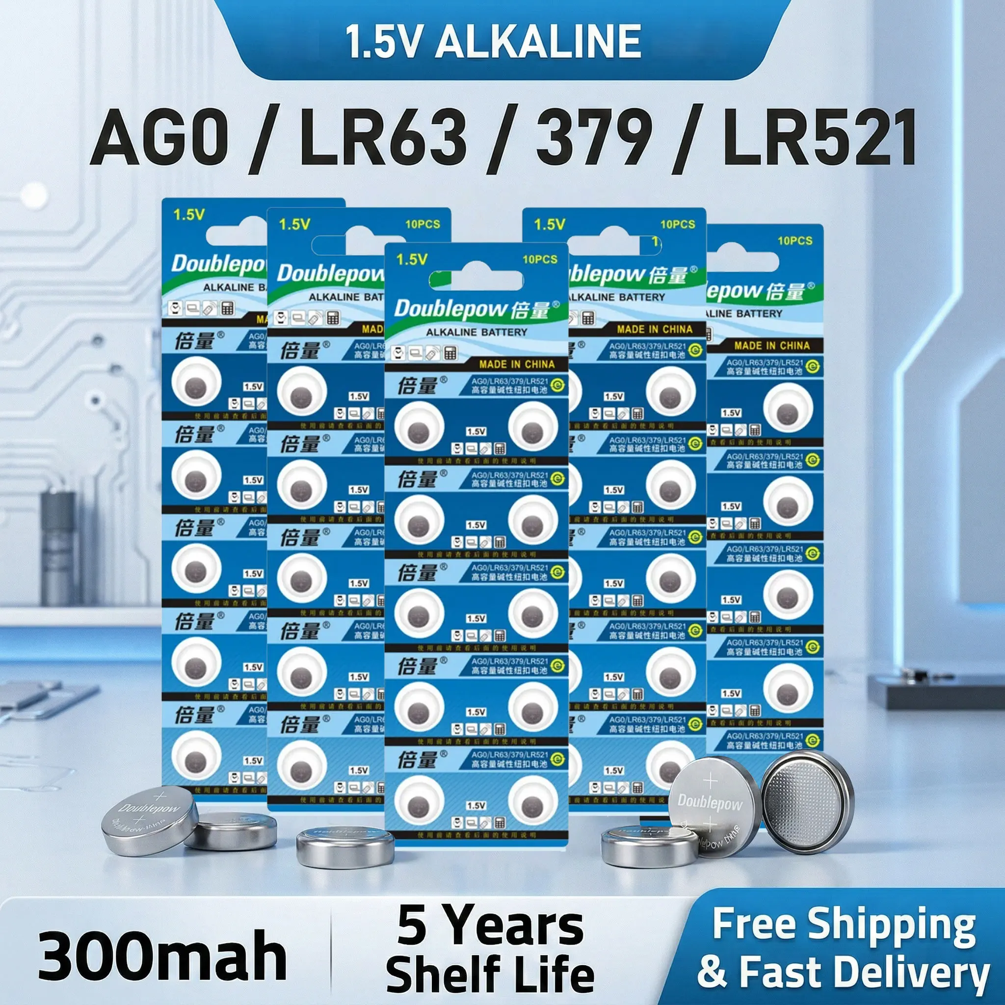 

2-10PCS Doublepow 379 SR521SW Alkaline Button Batteries 1.55V LR521 D379 GP379 379A Coin Cell For Watch Toy Remote Control