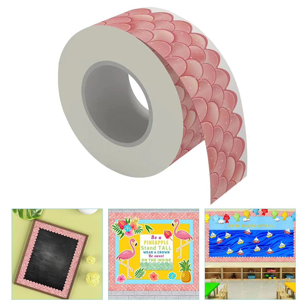 

1 Roll Pattern Bulletin Board Border Decal Mermaid Scale Design Classroom Wall Blackboard Frame Bulletin Board Borders
