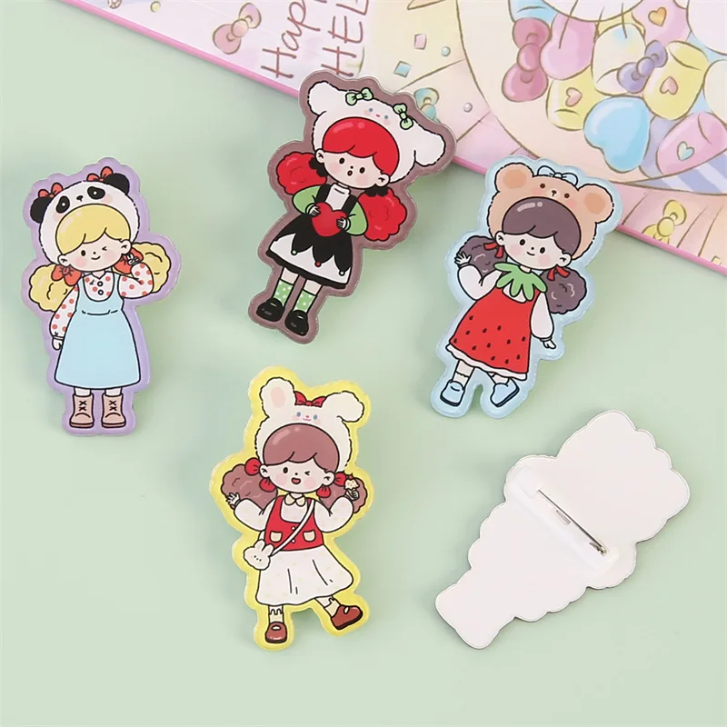 

Wholesale Korean Style Kid's Cute Cartoon Girl Pin Acrylic Brooch Badge Bag Pendant Gifts Jewelry Clothing Accessories 2025