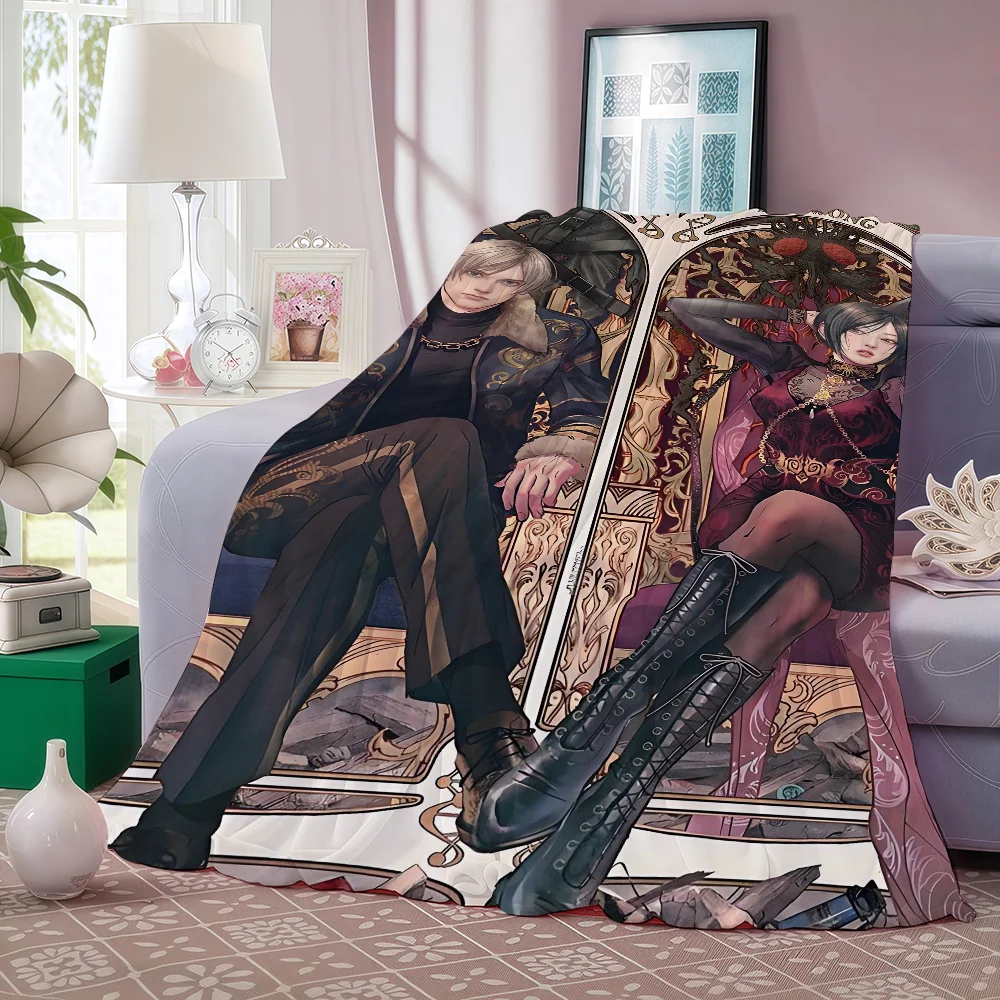 Game R-Resident Leon kennedy Evil Blanket Perfect Gift For Sofa Office Bed Plane Travel Sleep Read Relax Camping