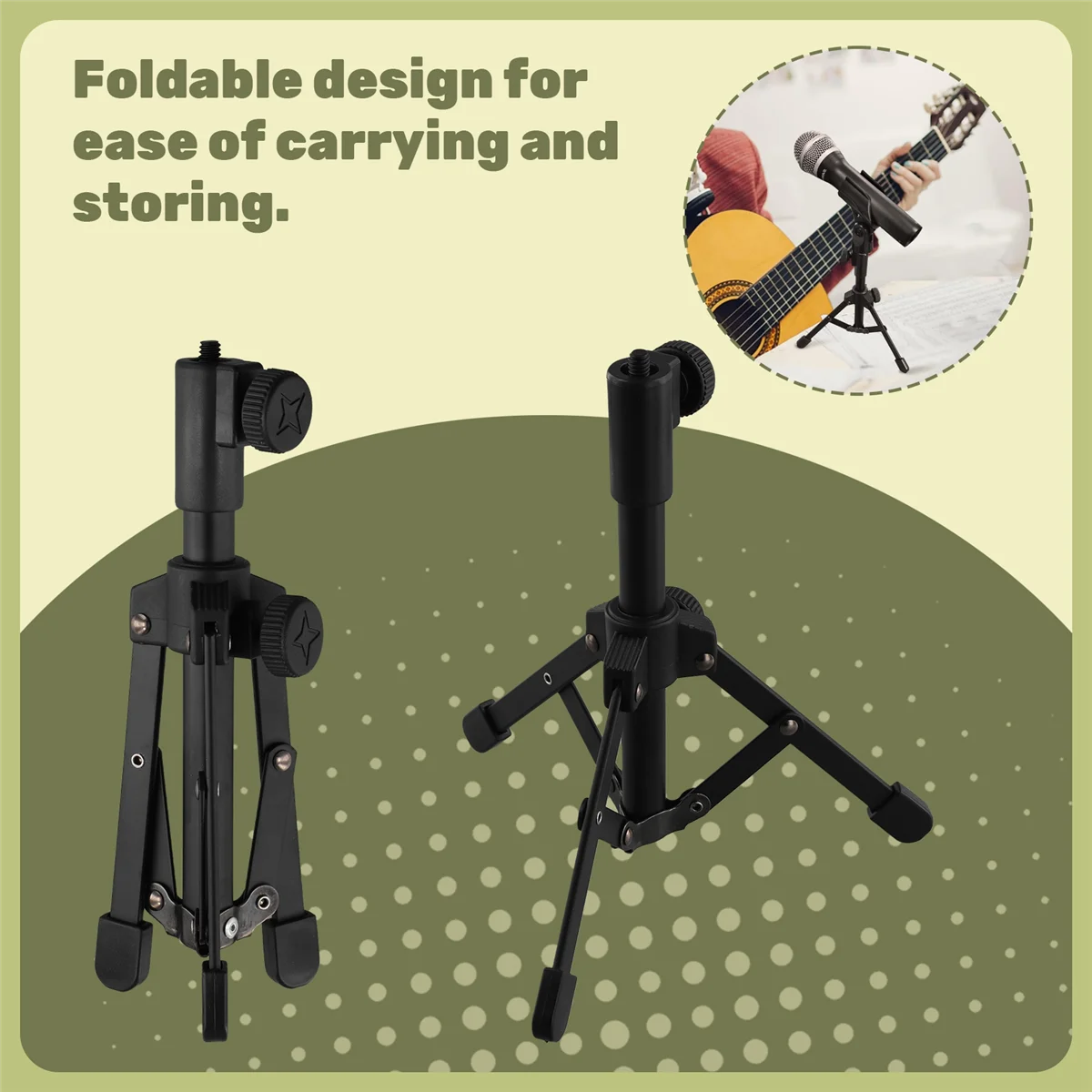 SMIEA Mini Tabletop Tripod Microphone Mic Stand Holder with 1/4 Inch Threaded for Meetings Lectures Speaking and Ect
