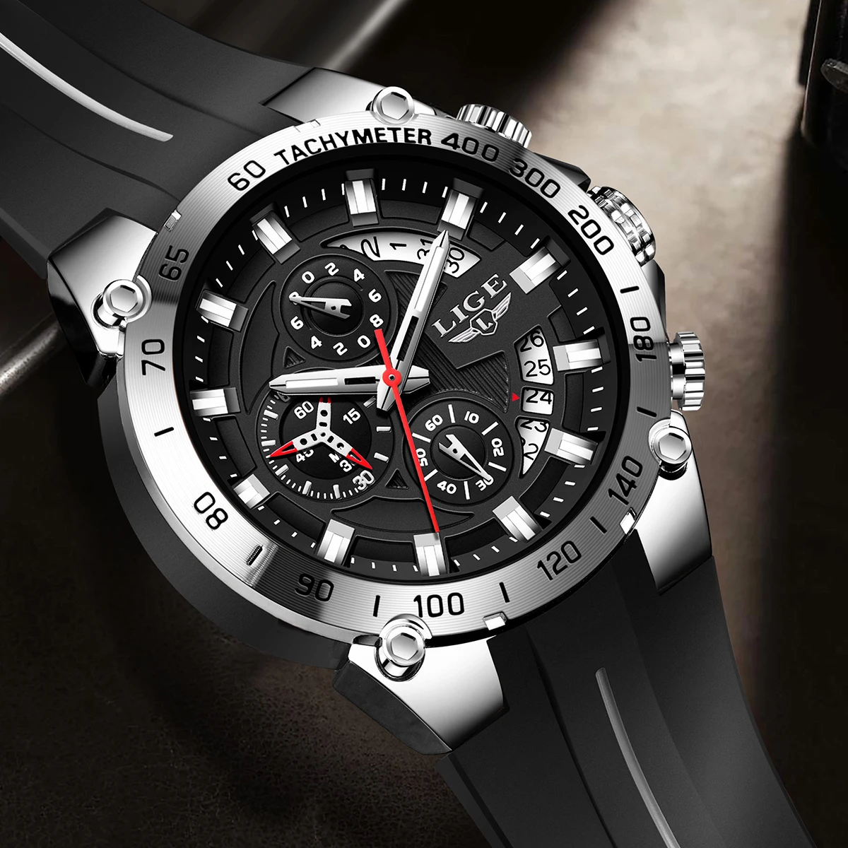 

LIGE Fashion Military Watch Sport Calendar Men's Quartz Wristwatch Luxury Luminous Waterproof Silicone Man Watch Business Clock