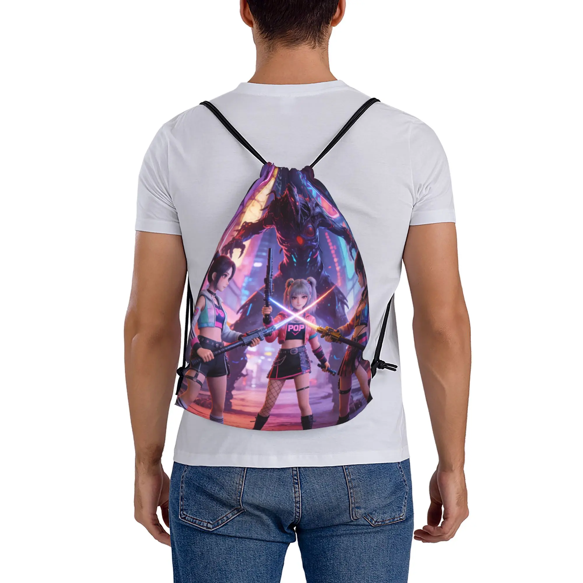 K POP 10  Portable Sports Drawstring Backpack Riding Backpack Gym Shoes Drawstring Bags