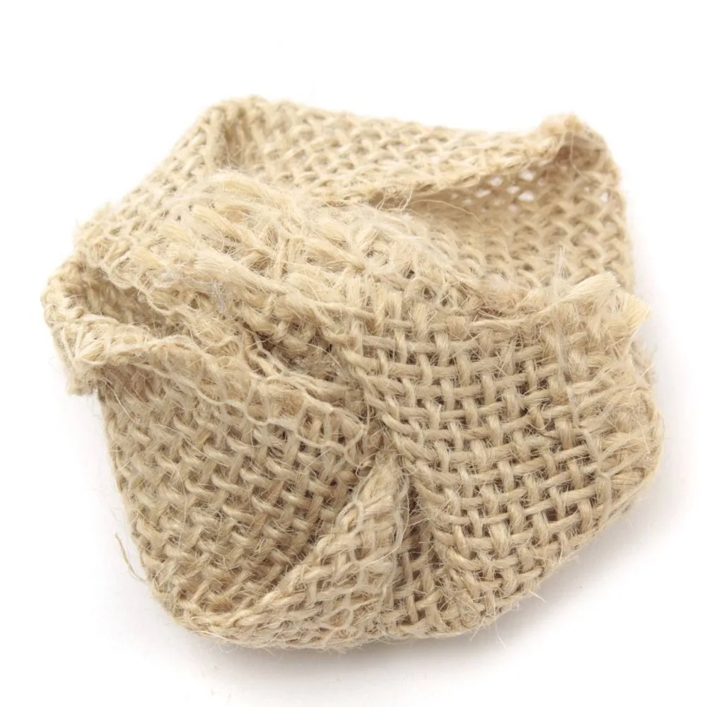 Pack Of 10 5.5cm Vintage Rustic Rose Flower Burlap Hessian Jute Wedding Decoration Natural Color AA8050