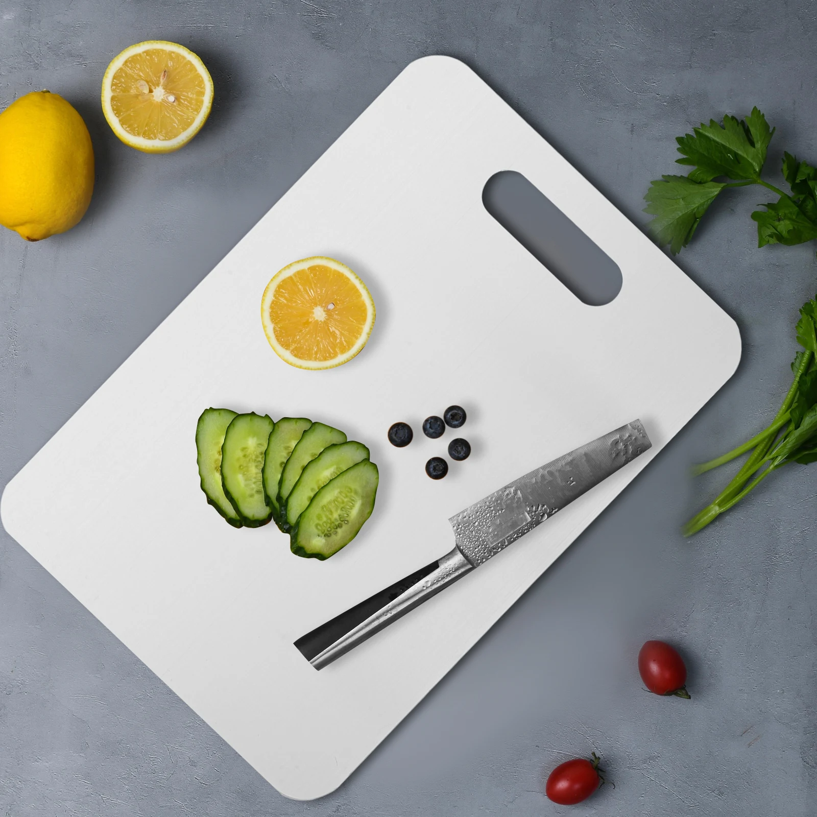 

Metal Cutting Board Stainless Steel Chopping Block for Home Kitchen Countertop Use Multi Purpose Double Sided Food Prep