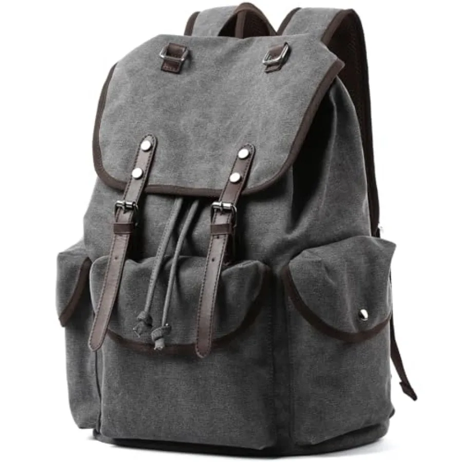 

Vintage Canvas Backpack for Men Women, Retro Backpack Fits 15.6" Laptop, Casual Flap Backpacks for College, Durable Leather Tri