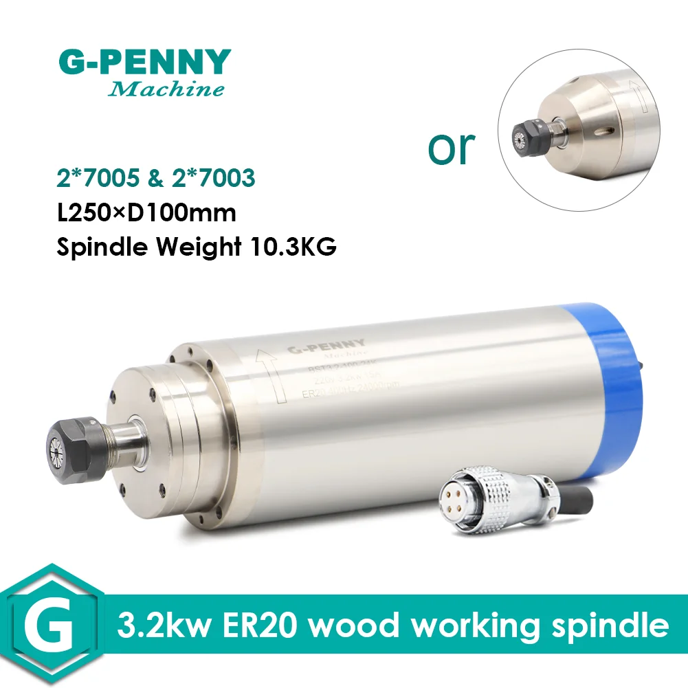 G-PENNY 220V 380V 3.2KW ER20 4pcs Bearings 100mm 400Hz Water Cooled Spinde  Wood Working or bullet type Engraving Machine