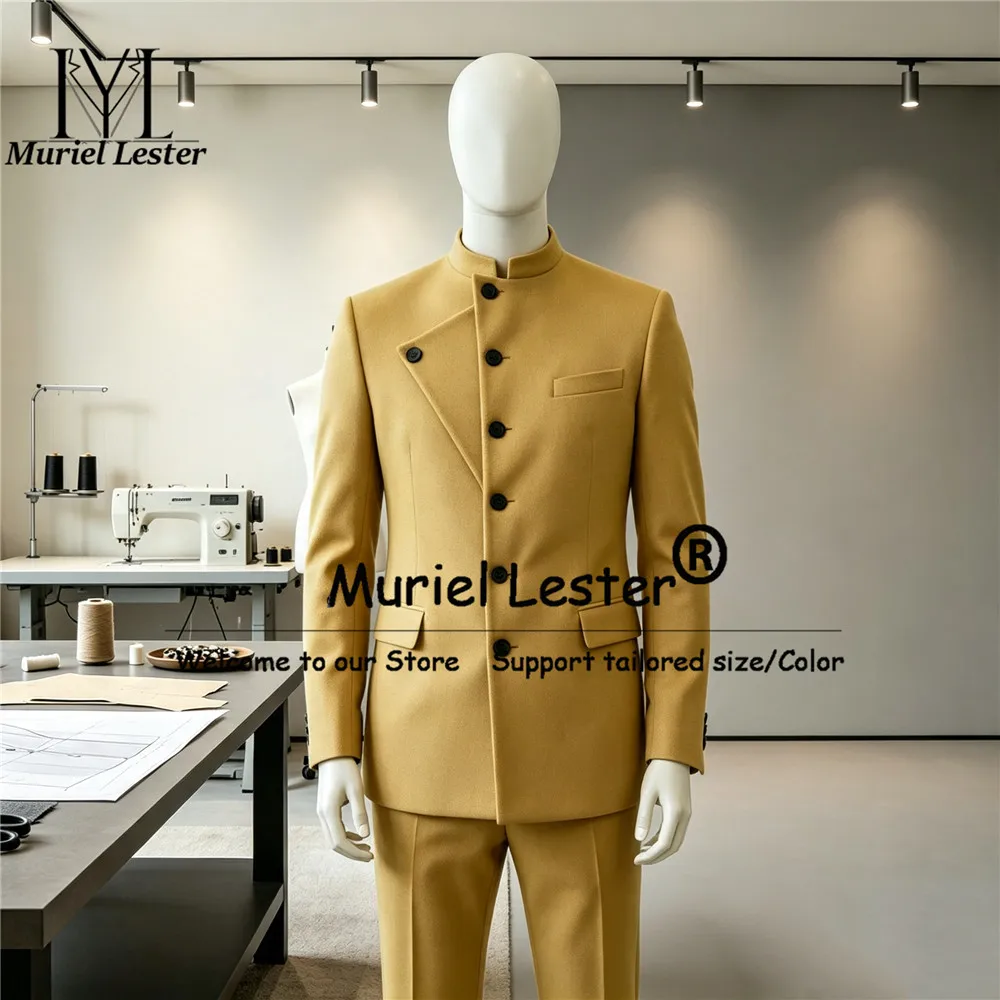Elegant Suit Men Slim Fit Unique Design Jacket Pants 2 Piece Sets Groom Formal Party Tuxedo Customized Male Fashion Prom Blazer