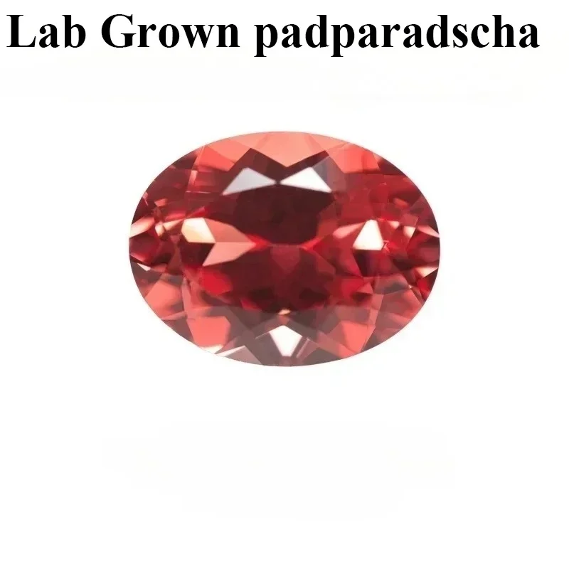 Lab Grown Padparadscha Oval Cut Fire Lotus Color Charm Artificial Gemstone for Diy Jewelry Making Gift Selectable Certificat