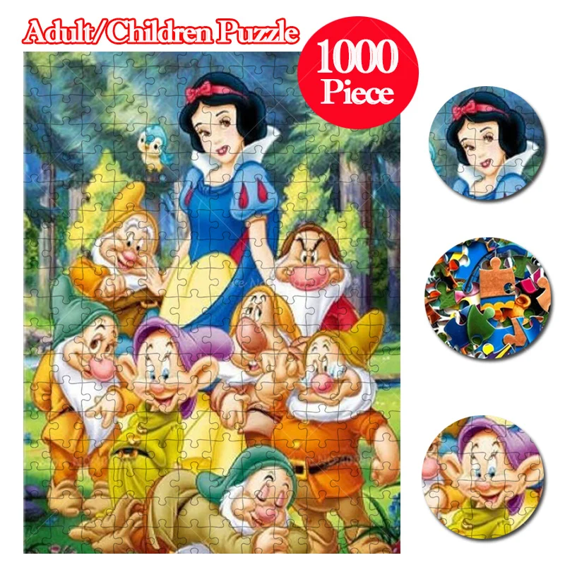 Disney Princess Jigsaw Puzzle Snow White And Seven Dwarfs Puzzles Cartoon Children's Toys Decompression Game Diy Handmade Gifts