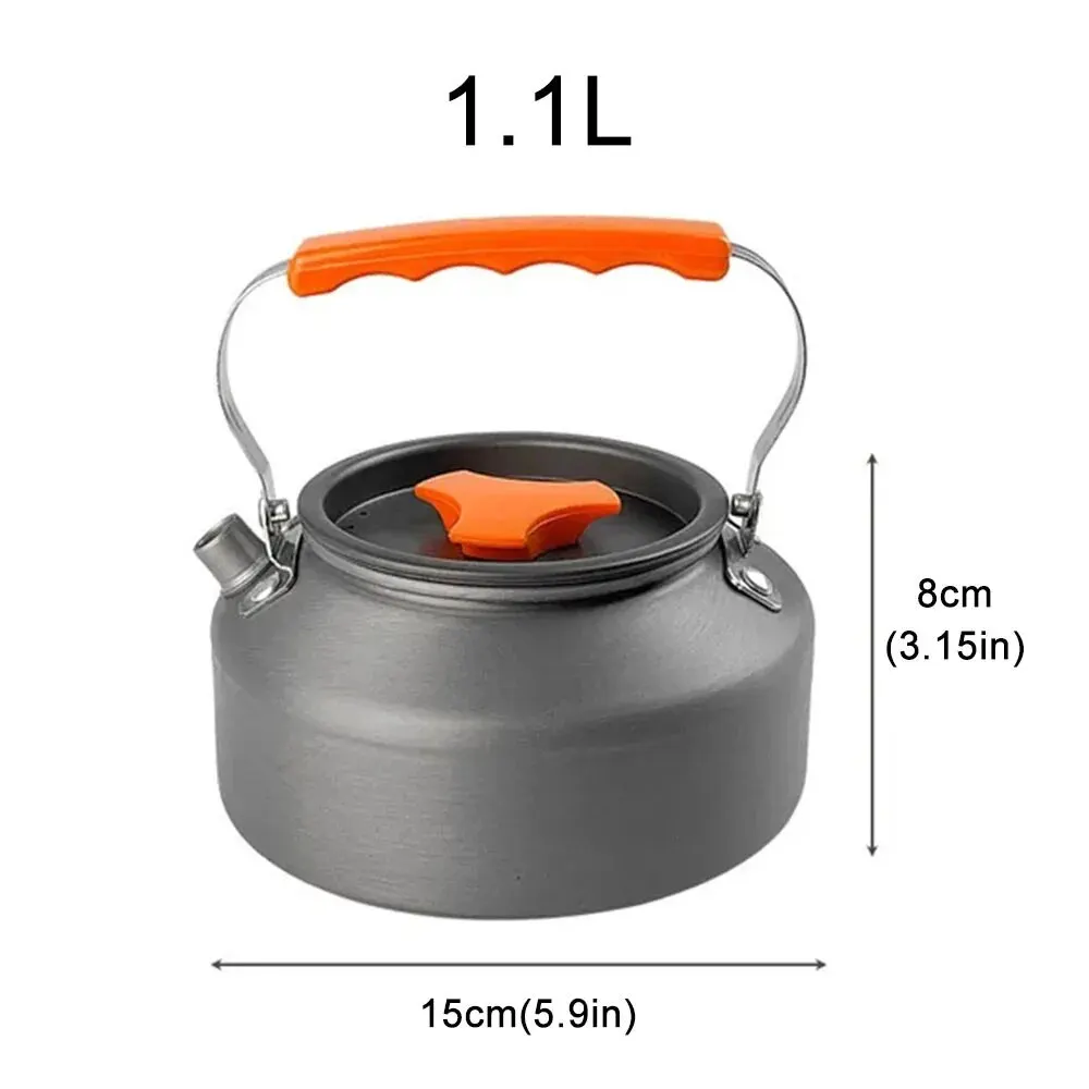 1.1L Camping Water Kettle Lightweight Aluminium Alloy Teapot for Outdoor Tourism Cookware Travel Hiking Picnic Tableware