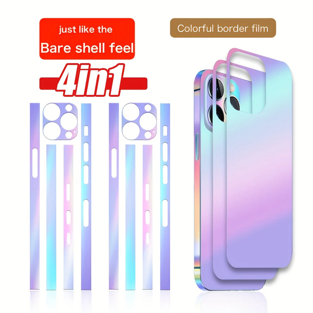 NNBILI 2Pcs Colorful Frames + 2Pc Colorful Back Covers Designed for 17 16 15 14 13 12 11 Pro Max Has A Colorful luminous Effect