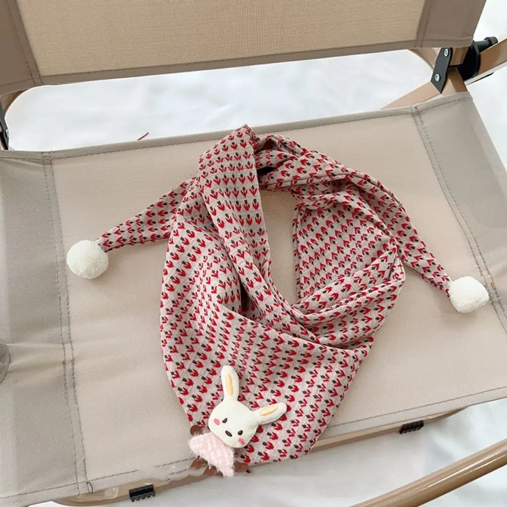 Versatile Thin Cute Kids Scarf Cotton Cute Rabbit Children's Neckerchief Windproof Warm Cartoon Triangle Scarves Boys