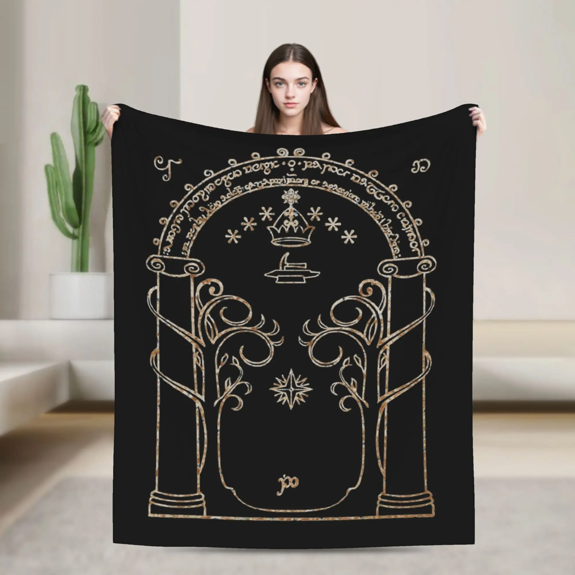 Gates of Moria L-Lords Of The R-Rings Blankets Velvet Textile Decor  Portable Super Soft Throw Blankets for Sofa Bedroom Quilt
