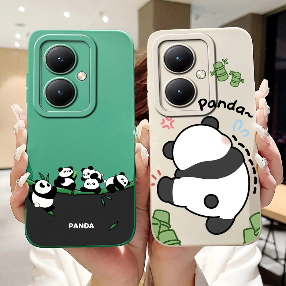 For Vivo Y27 4G Case V2249 Lovely Panda Cartoon Cover Shockproof Soft Silicone Phone Case For Vivo Y27s Y 27 s VivoY27 5G Bumper