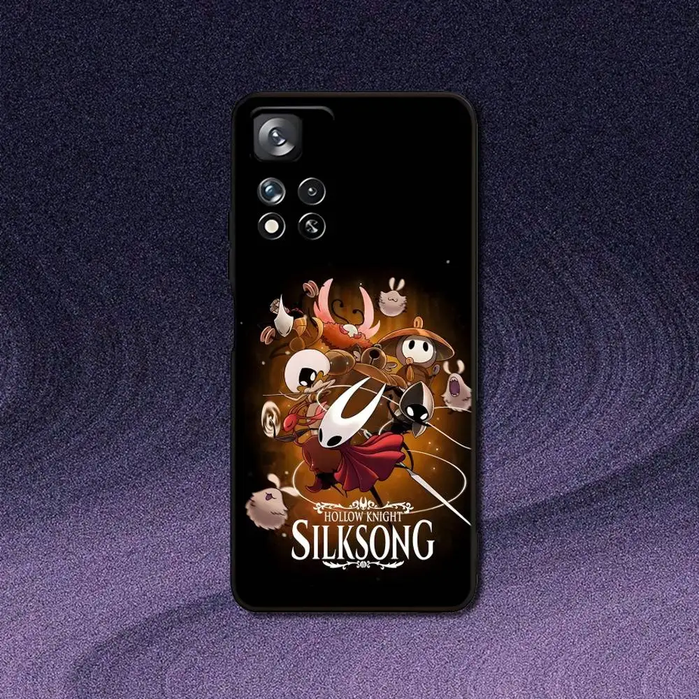 H-ホロウナイト Silksong 電話ケース Samsung S 25、24、23、22、30、21、10、9、Ultra、Plus、Lite、FE、4、5G ブラックソフトケース