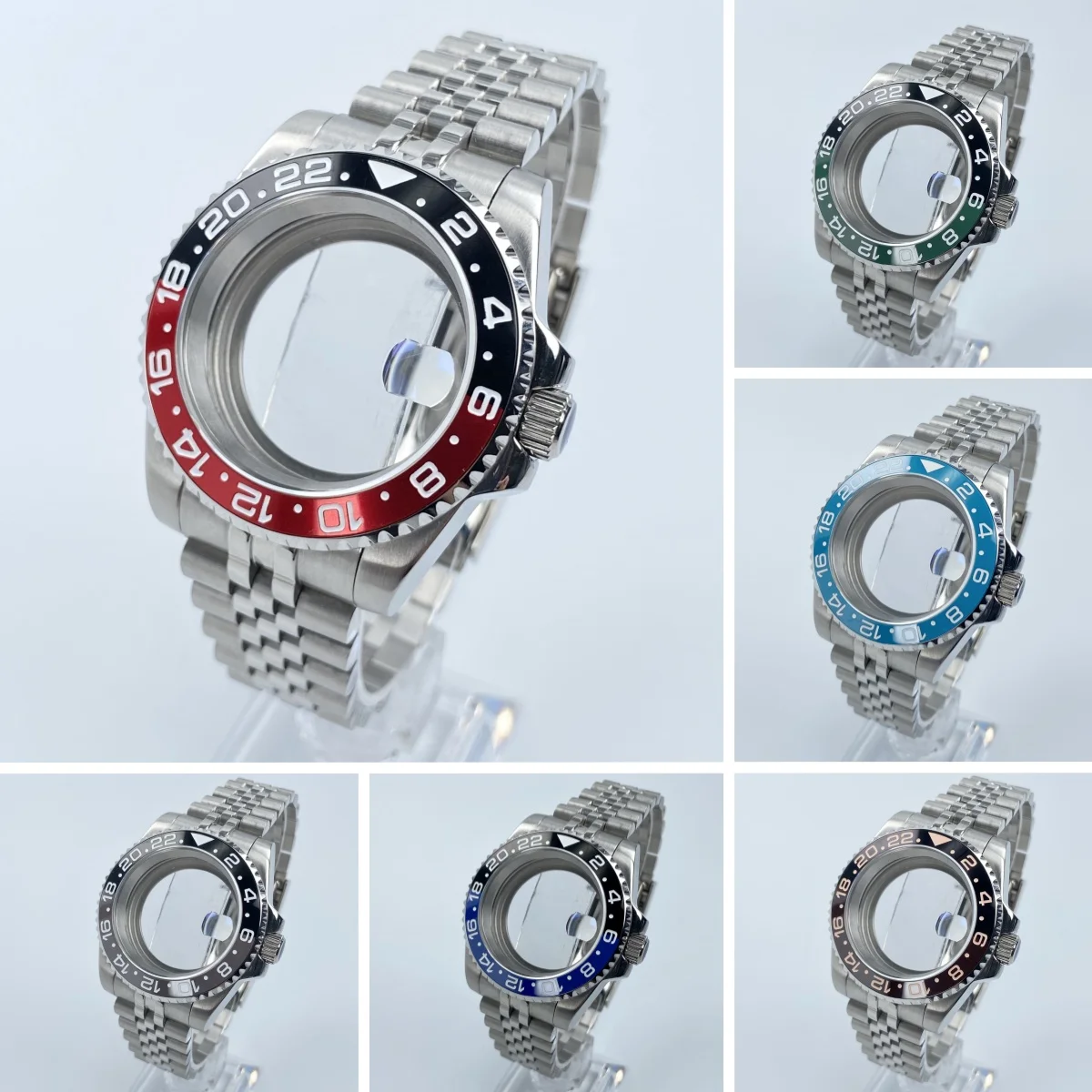 

NH35 40mm Diver Watch Case SUB/GMT for NH34/NH35/NH36 Movement Sapphire Glass 120-Click Bezel with Jubile Bracelet
