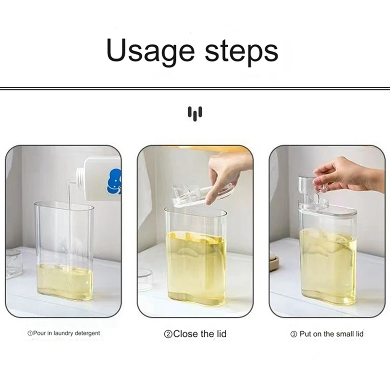 Dispensador de detergente para ropa transparente, tanque sellado para detergente en polvo, blanqueador, cuarto de lavado