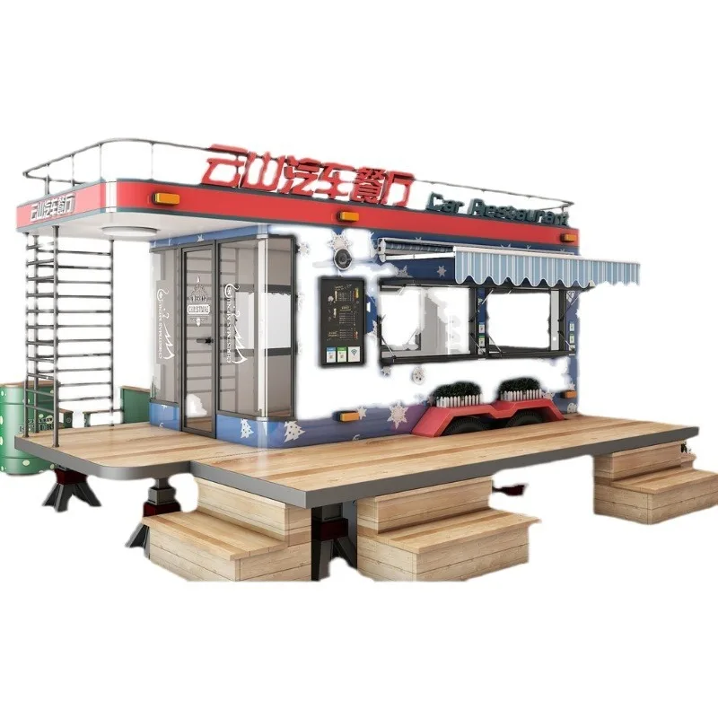 Centro comercial, festival de comida, cabina, coche comedor, té de la leche, postre, helado, camión de ventas, snack car se puede mover para hacer imágenes