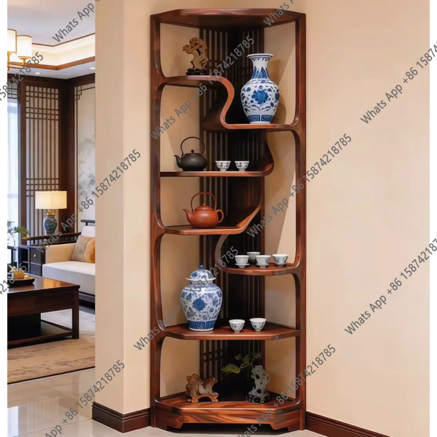 

Новый китайский угловой шкаф-витрина из массива североамериканского черного ореха, треугольный, для хранения и демонстрации