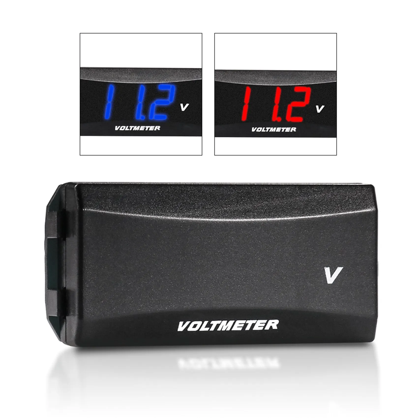 Motorcycle Mini LED Digital Voltmeter Monitor Panel Meter Volt Voltage Tester Reverse Connection Protection 12V-80V Redcar