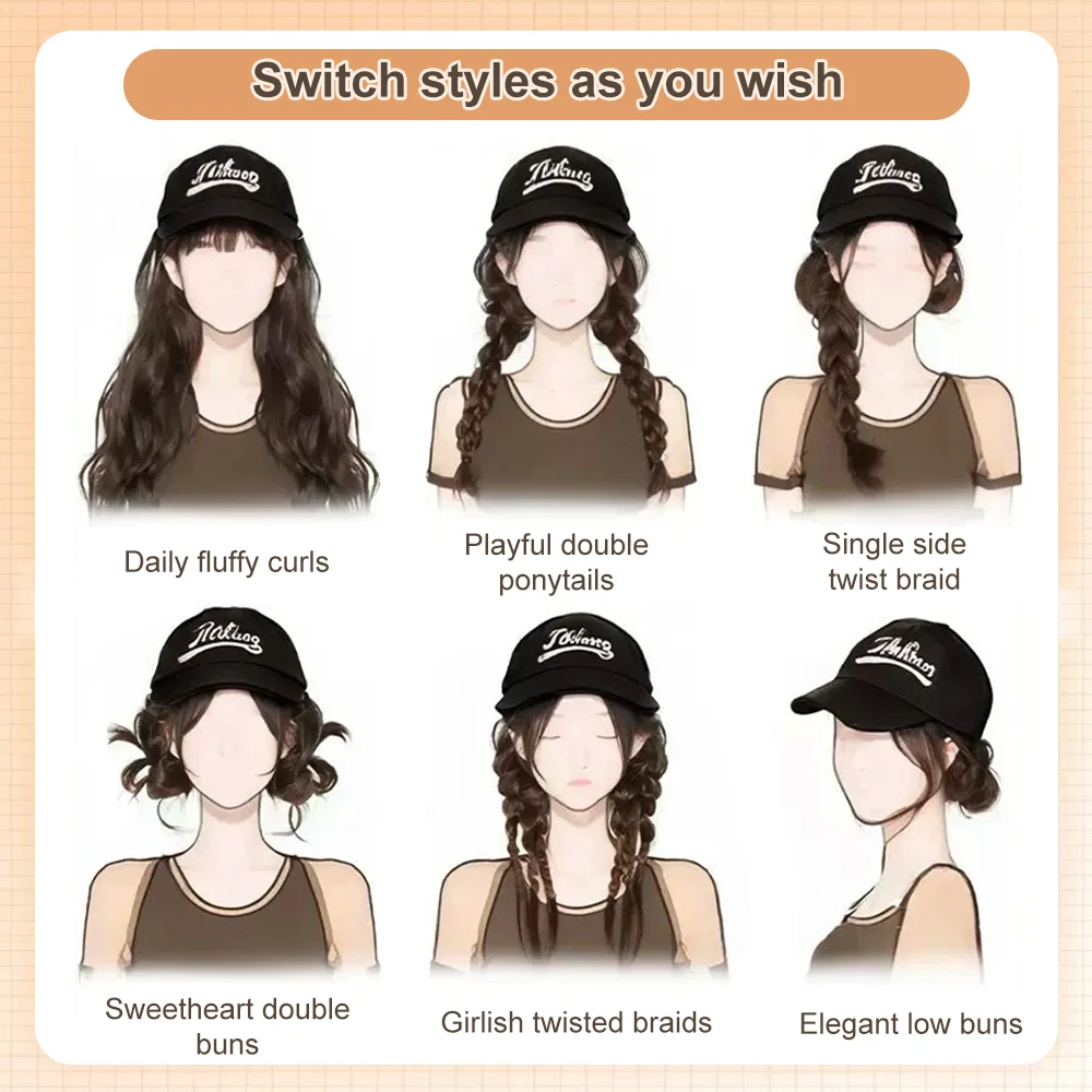 ALXNAN HAIRPerruques synthétiques noires avec chapeau de perruque pour femmes, chapeau de béret, 03/fête, naturellement, chaleur, degré