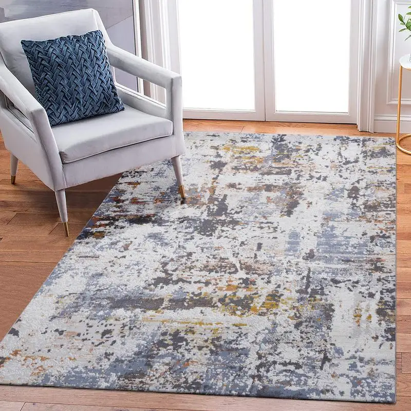 

Abstract 6X9 Area Rug in Ivory and Blue