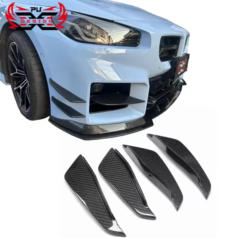 For BMW M2 G87 4 Pieces AC Style Dry Carbon Fiber Canards Front Bumper Spoiler Body kit