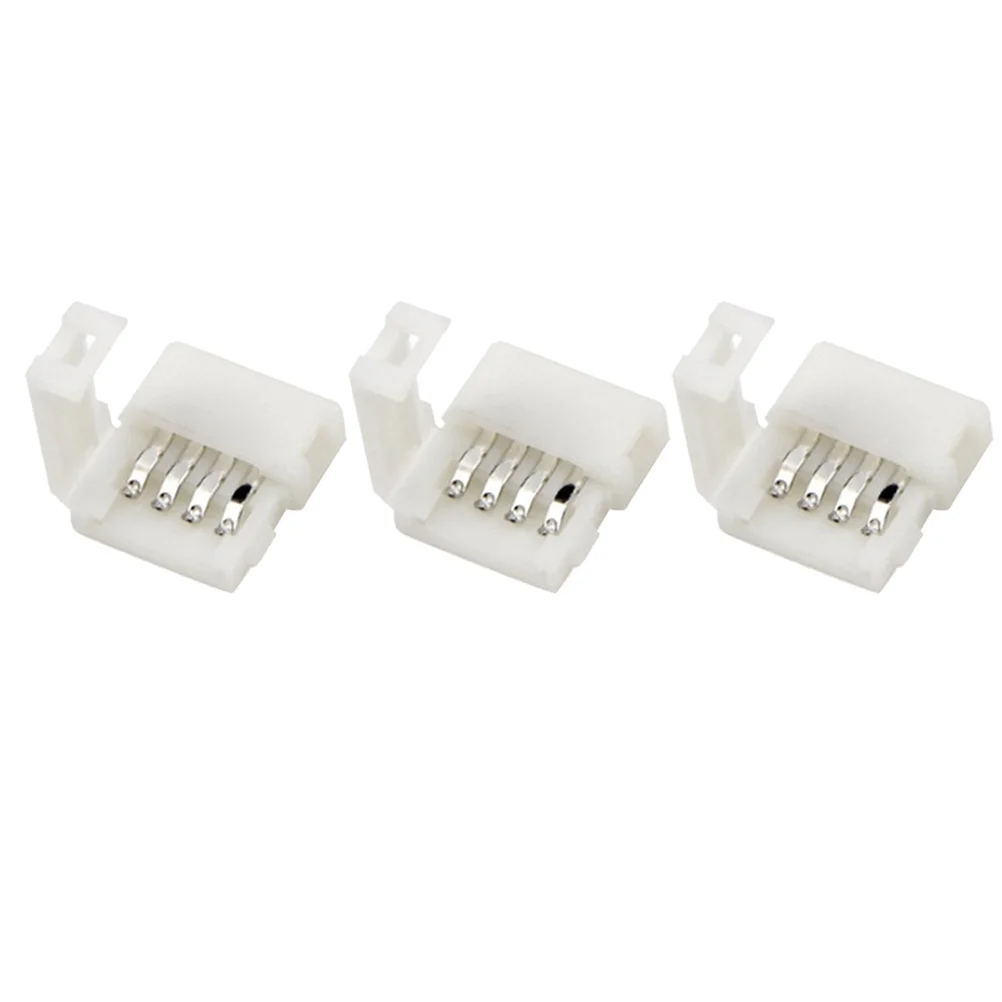 10 peças 5050 4 pinos rgb tira de luz conector clipe fivela para adaptador de fita led fornecimento material abs iluminação flexível