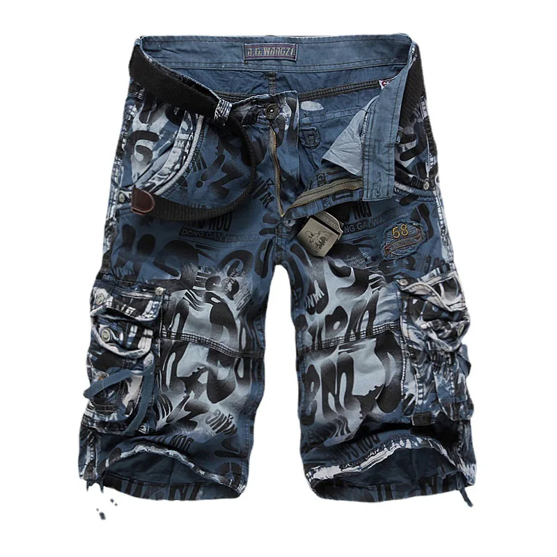 Adult Men New Loose Short Pants Multiple Pockets Men\'S Camouflage Cargo Shorts High Quality Fashion Men\'S Leisure Daily Wear