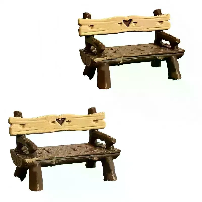 1/12 Miniature Bench Dollhouse Furniture Mini Park Chair Ornament Fairy Garden Micro Landscape Decor DIY Craft Accessories 2Pcs