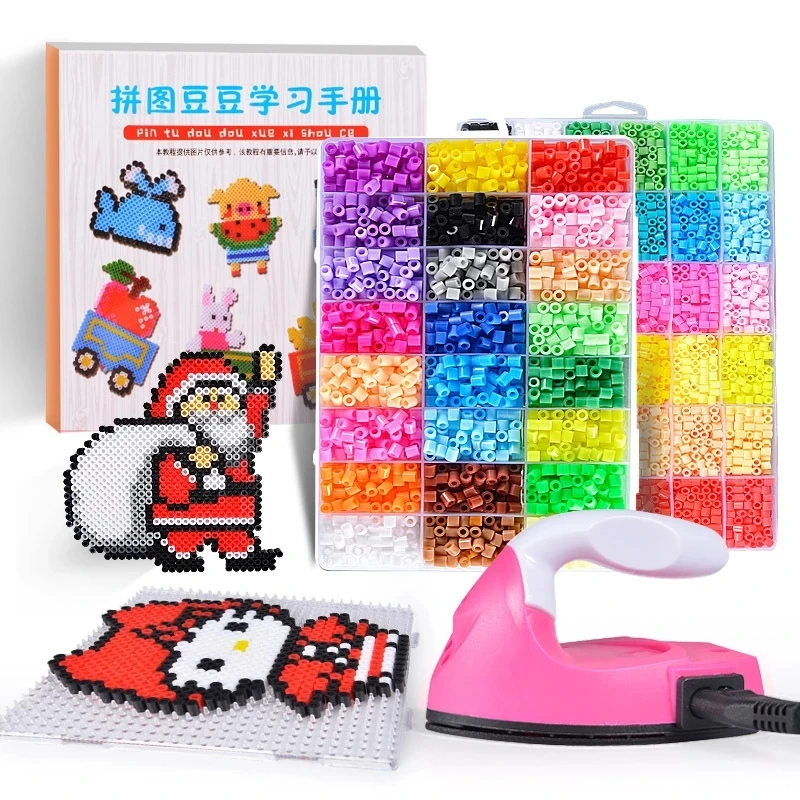 Perler Beads Kit 5mm/2.6mm Hama beads Whole Set with Pegboard and Iron 3D Puzzle DIY Toy Kids Creative Handmade Craft Toy Gift