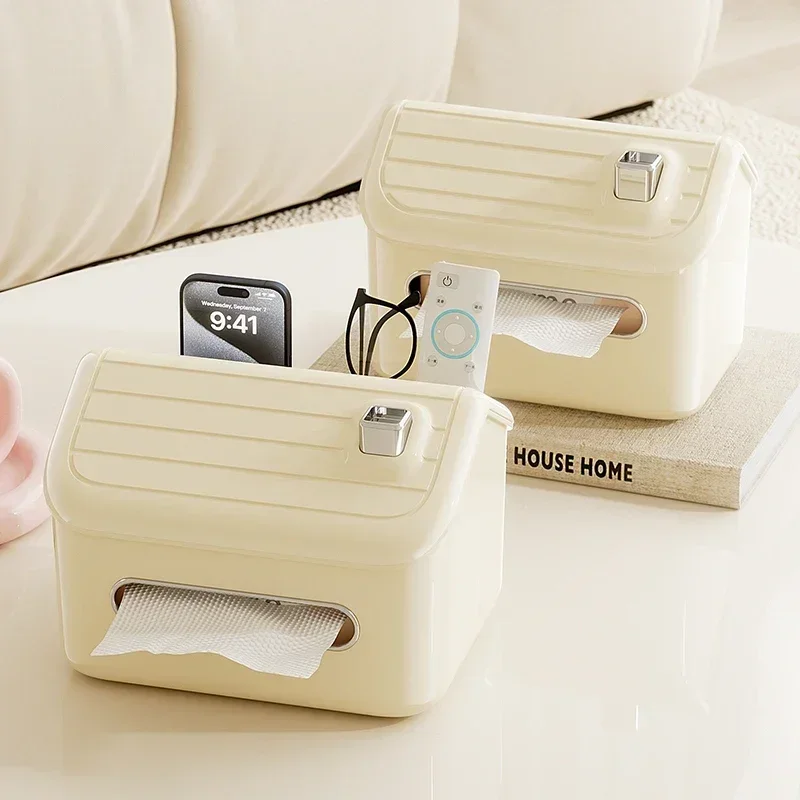 

Tissue Box Multi-functional Advanced Sense Creative Living Room High-end Light Luxury Desktop Control Storage Box Remote