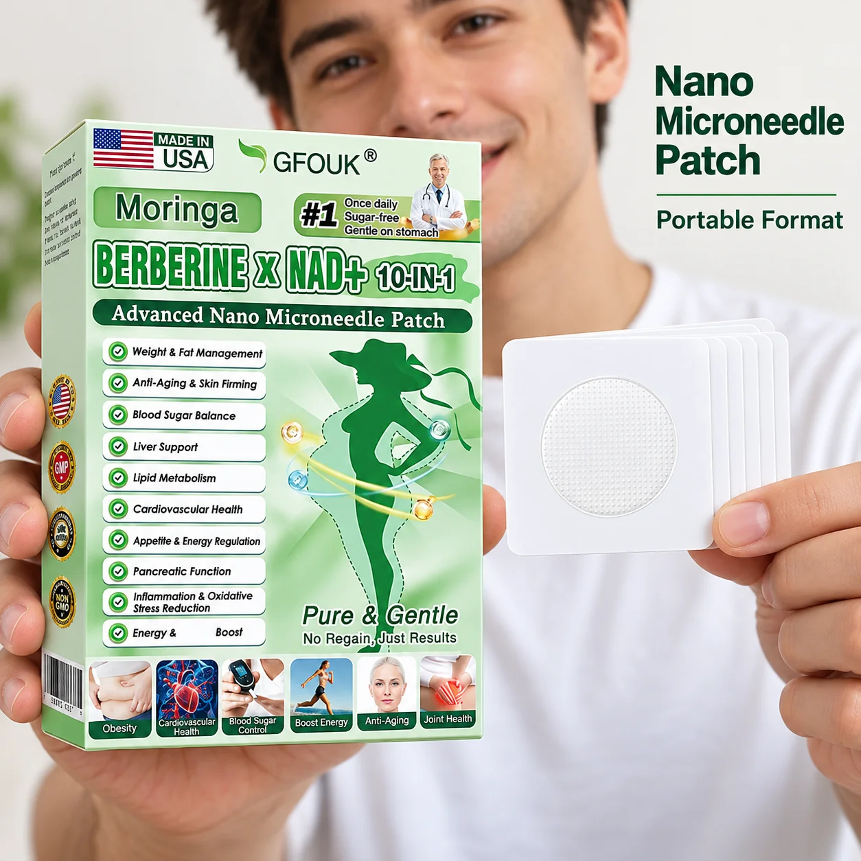 Moringa Microneedle Patches With NAD Plus And Berberine For Body Care Featuring A Breathable Design And A Gentle Feel On Skin