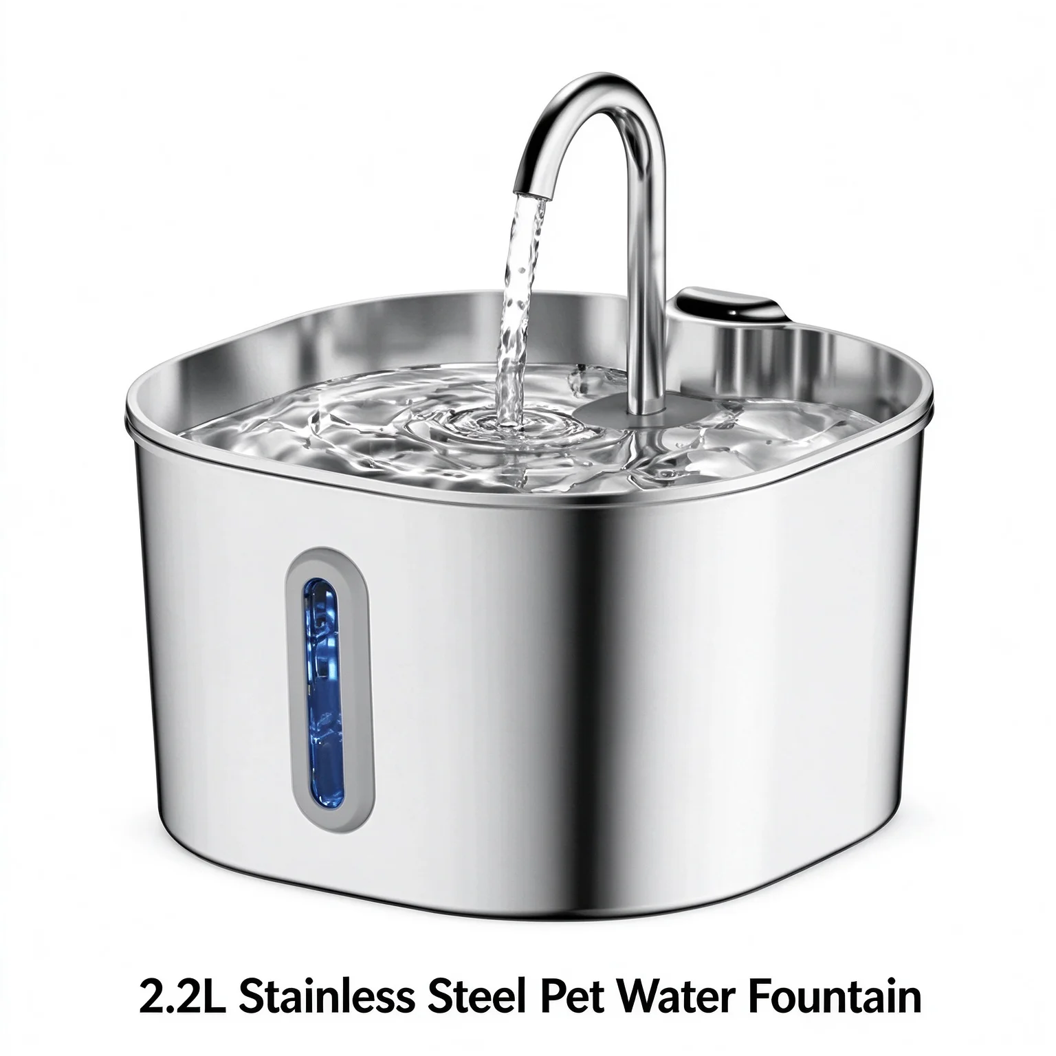 2.2L Stainless Steel Pet Water Fountain, Automatic Circulating Water Dispenser, Ultra Quiet Cat Dog Drinking Fountain with Water