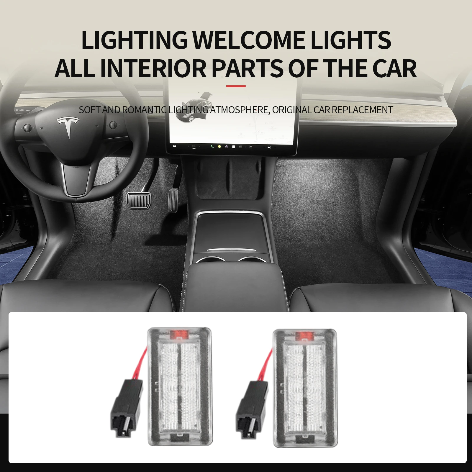 

For Tesla Model Y Model 3 highland Ultra-Bright Interior Foot-Well Lights Compatible Model 3/Y/S/X Interior LED Lights Bulbs Kit