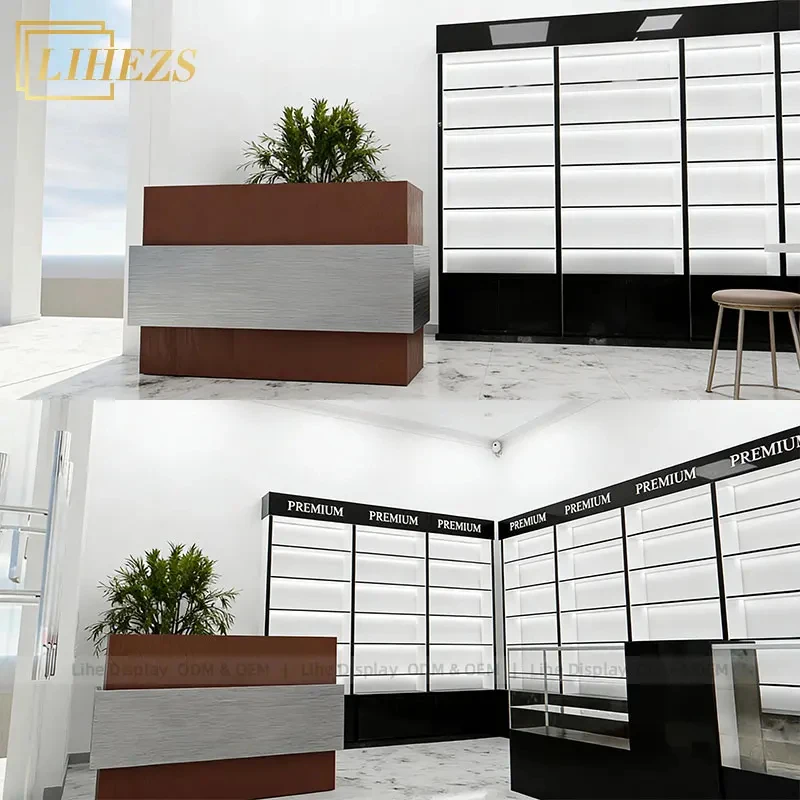 custom.Modern Designer Perfume Shop Interior Full Project Solution with Custom Display Cabinets Glass Counters and Fixtures
