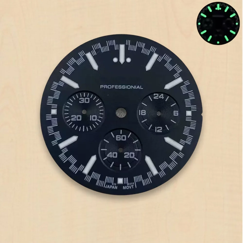 Green Luminous Speed High-Quality Dial 32.5mm S Dial Fit VK63 Movement 32.5MM vk63 Watch Modification Accessories - view 3