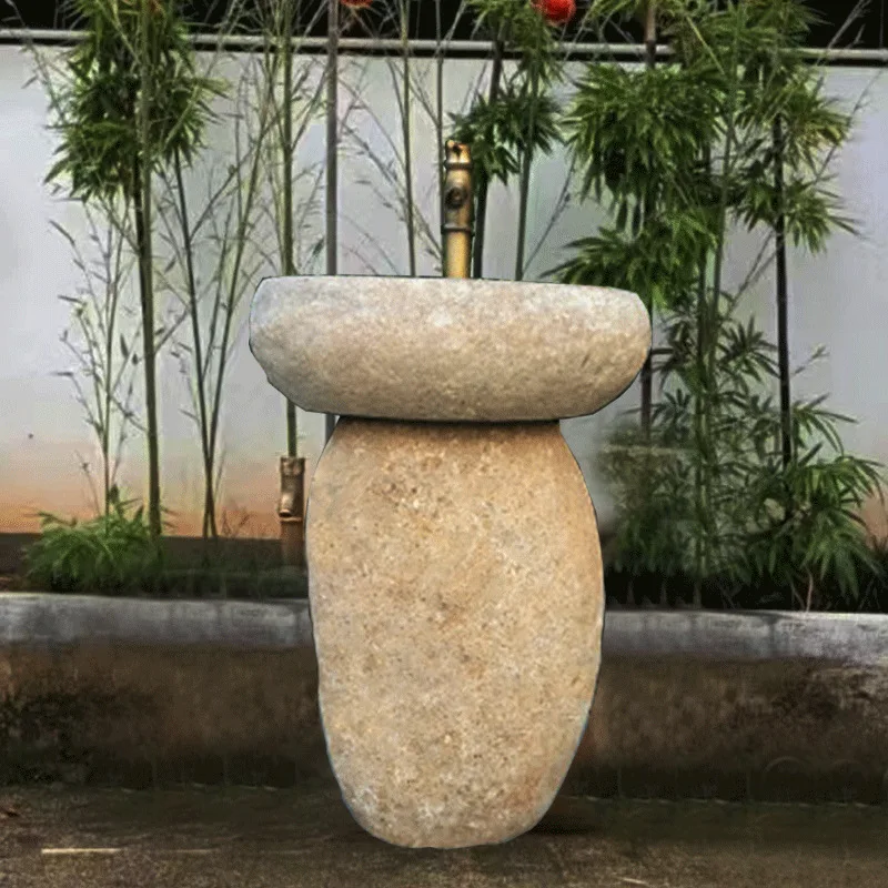 Picture 5: Washbasin Stone Washbasin Pillar Basin Rough Stone Pool Washbasin Cobble Sink
