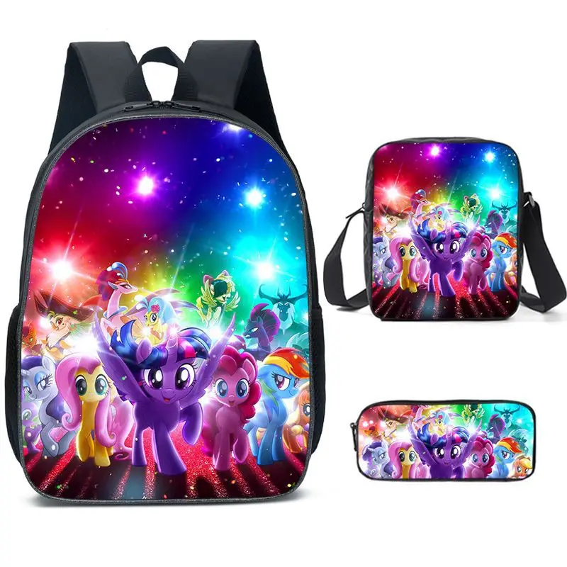 My Little Pony torby szkolne 3 szt. Dzieci podstawowe plecaki dla dzieci chłopcy dziewczęta szkolne torby na ramię Student Cartoon Mochila