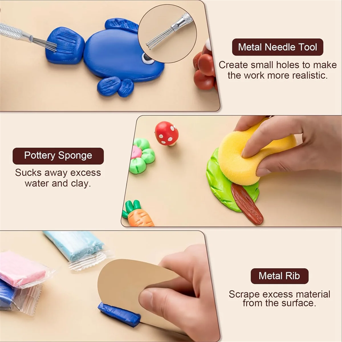 2025+ Clay Tools Kit, 27 PCS Pottery Tools, Practical Polymer Clay Sculpting Tools Kit, Air Dry Clay Tools Set for Kids
