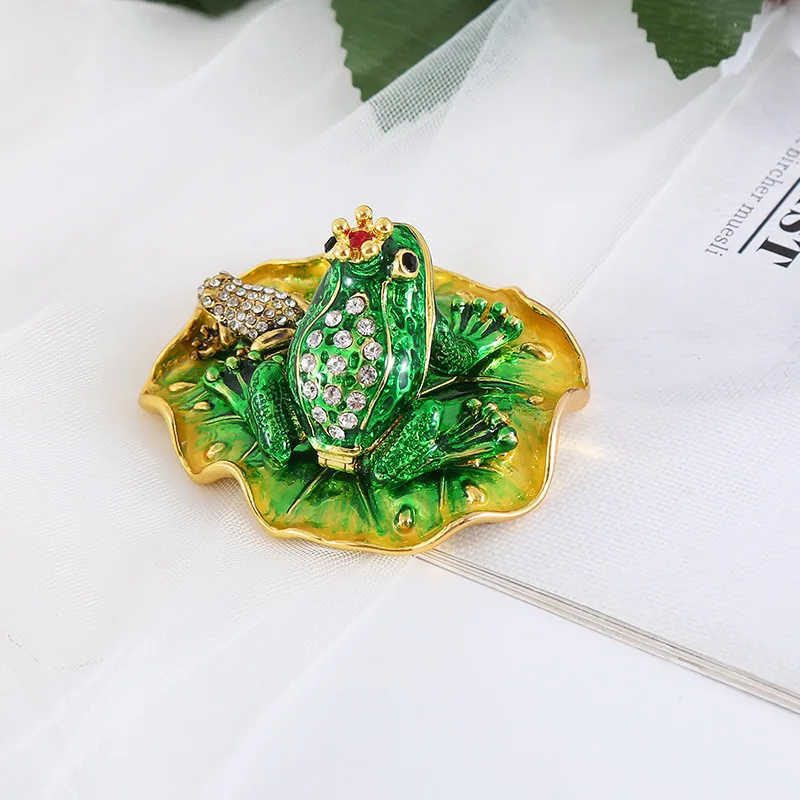 Export enamel craft gifts, lotus leaf frog decorative boxes, creative gift ornaments for foreign trade
