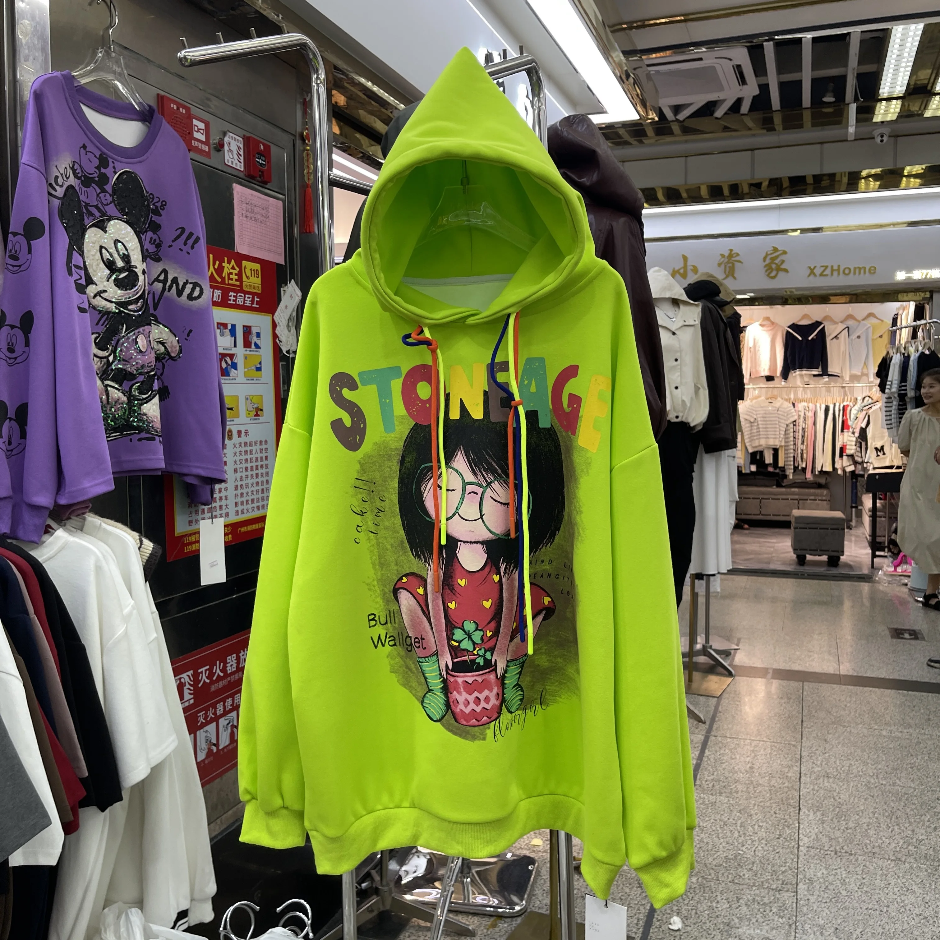 Cartoon Print Hooded Sweatshirt for Women Korean Fashion Street Casual Versatile Loose Pullover Top Trendy Y2k Clothes Hoodie