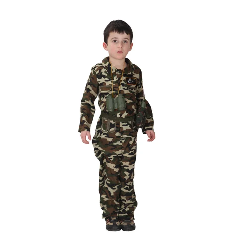 Boys Girls Special Forces Soldier Costume for Child Kids Army Military Camouflage Occupation Uniform Game Role Play