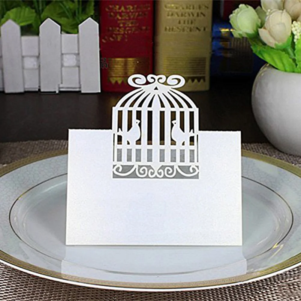 

50Pcs Wedding Party Place Name Cards Love Cage Paper Table Name Cards Elegant Decoration Favor Paper Place Card