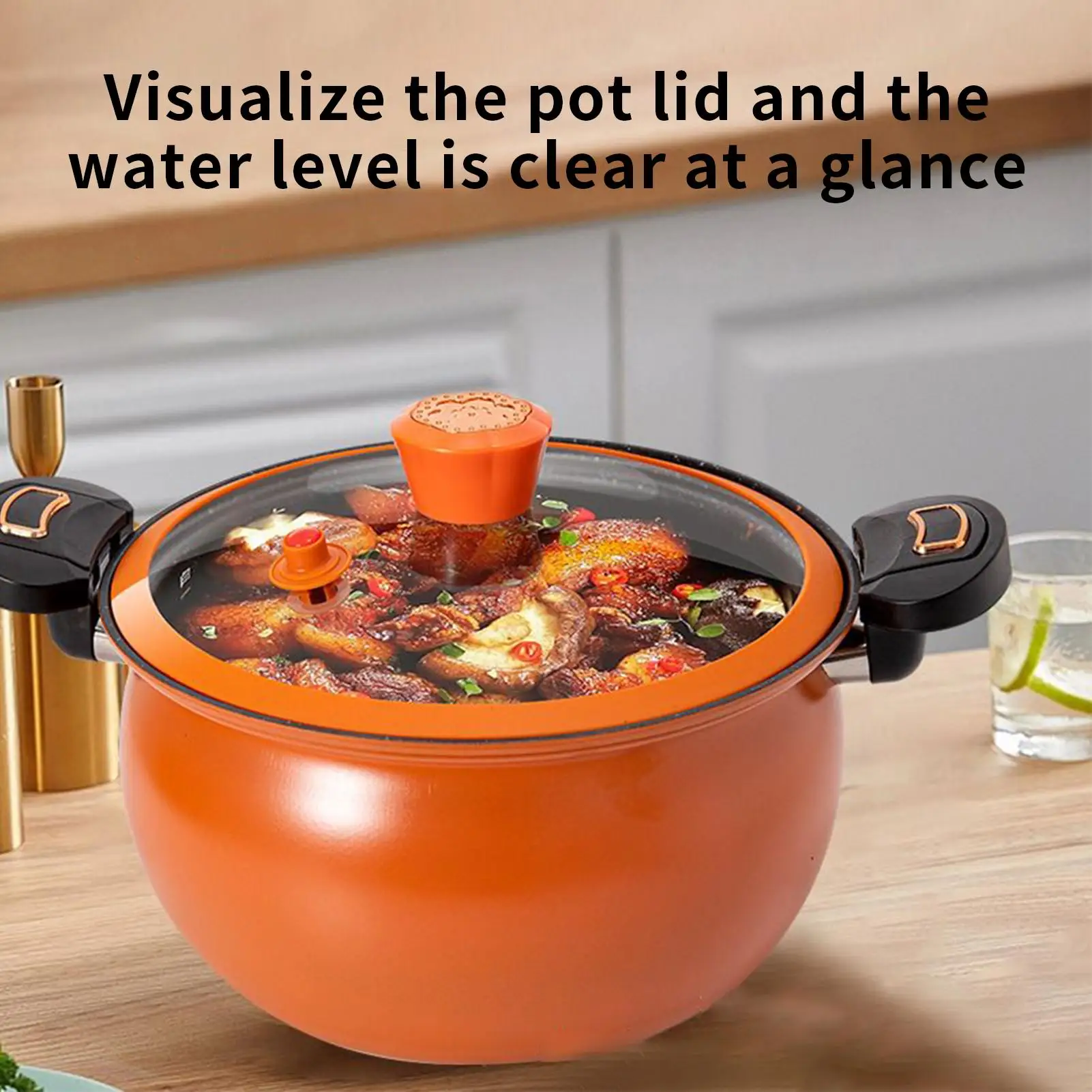 

Кастрюля-скороварка, кухонная кастрюля с антипригарным покрытием, скороварка с быстрым нагревом и прозрачной крышкой для домашней кухни, кипячение еды