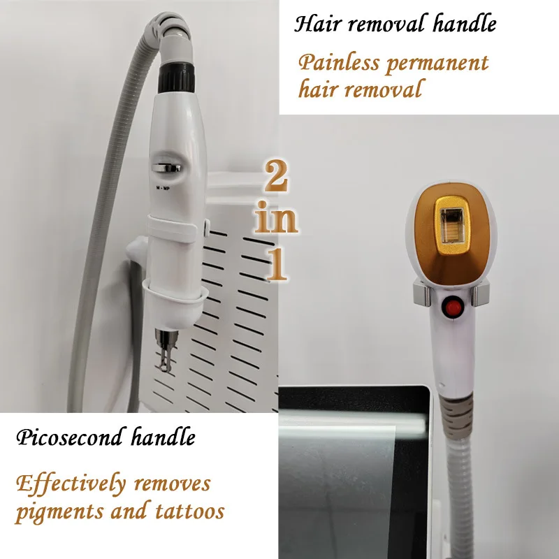 Nd Yag Pico-Épilateur laser picoseconde 2 en 1, machine pour enlever les tatouages, épilation à diode platine glacée