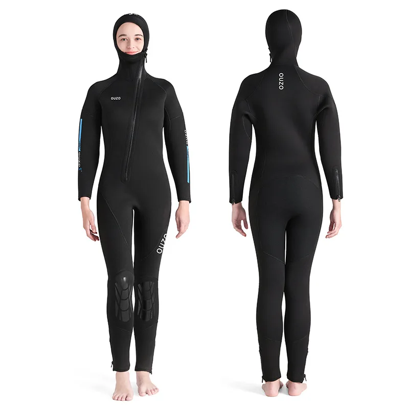 

5mm Neoprene Wetsuit for Women, Mens Full Body Diving Suit One-piece Front Zip Wetsuits Hoodie for Scuba Snorkeling Surfing Swim