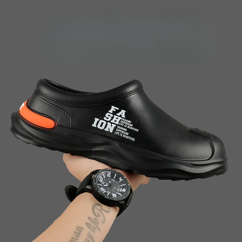 

Men Chef Shoes Anti Slip and Oil Proof Work Shoes Lazy Slippers Casual Trendy Slipper One Step Fashion Garden Shoes for Beach