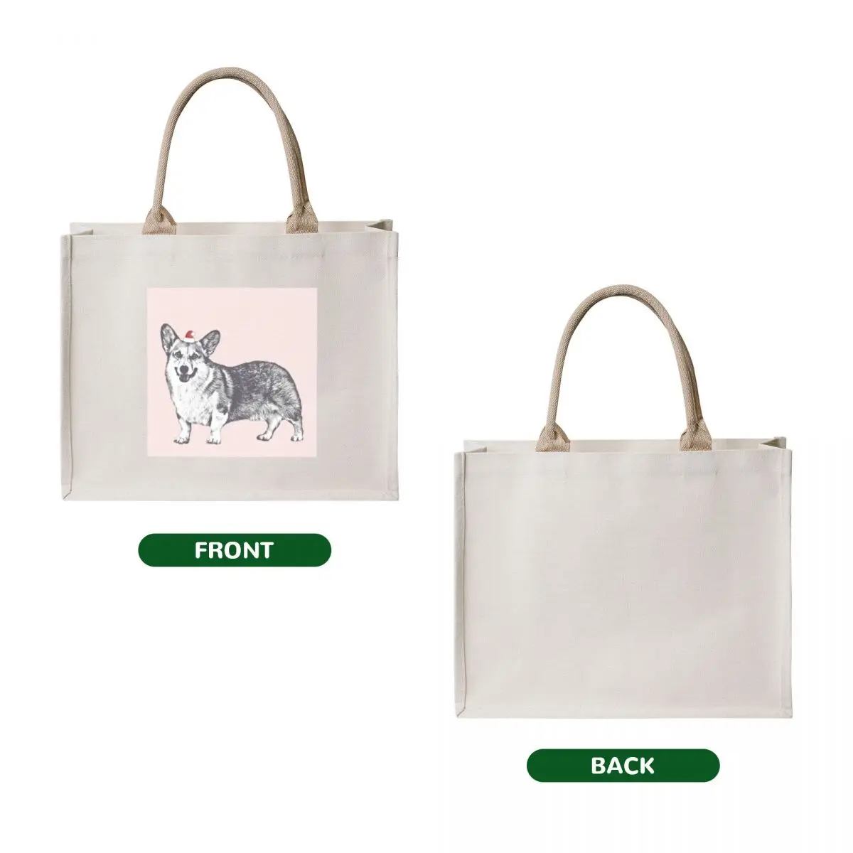 Aqua the Corgi Santa Hat (PINK) Tote Bag ecological bags large size bags cute tote bag